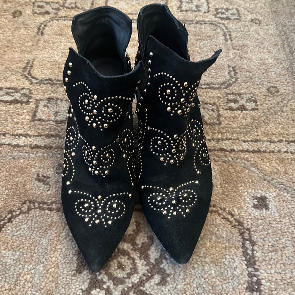 Gold beaded booties.